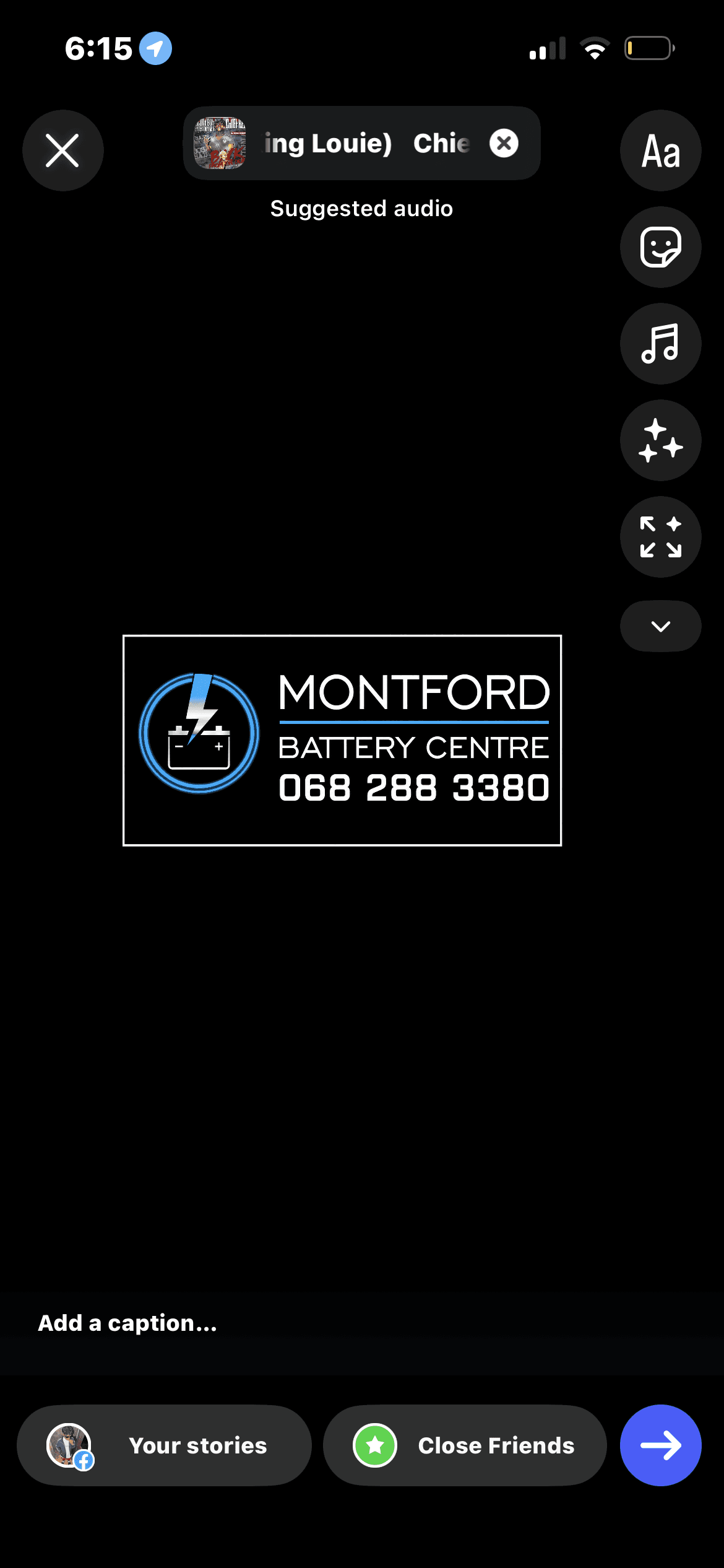 Montford Battery Centre logo with a battery icon and phone number 068 288 3380.